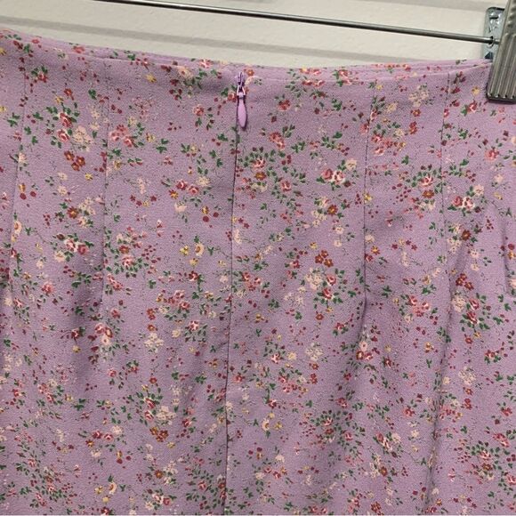 Princess Polly Hester 4 Women’s Mini Skirt Purple Floral Cut in Side Trend Lilac - Picture 3 of 8